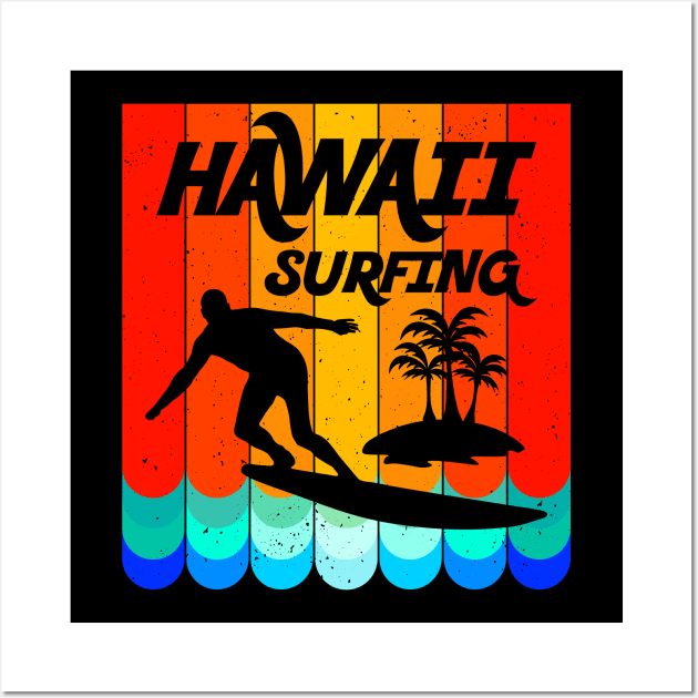 Vintage Hawaii Surfing Label Iconic Special Wall Art by Admair 